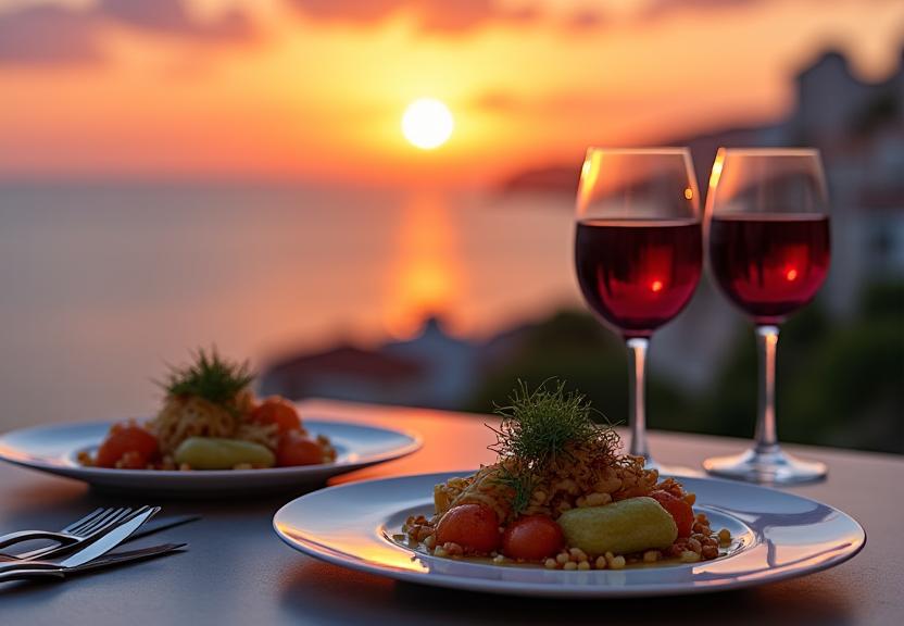 Cena gourmet con vistas al Mediterráneo